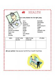 English Worksheet: HEALTH & ILLNESS