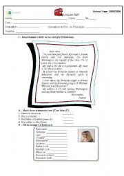 English Worksheet: test about time, personal ID and question words