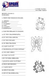 English worksheet: animals, toys, school things, sports, farm things