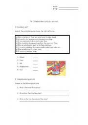 English Worksheet: The Little Red Hen - test