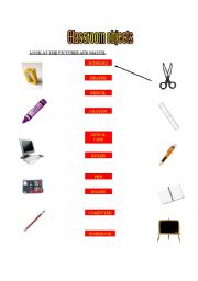 English worksheet: CLASSROOM OBJECTS