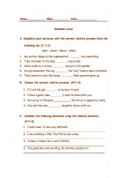 English Worksheet: relative clauses