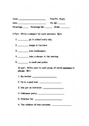 English worksheet: elementary test