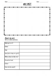 English worksheet: My Pet