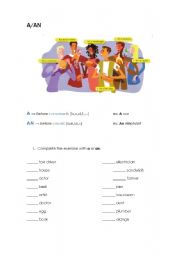 English Worksheet: A/AN