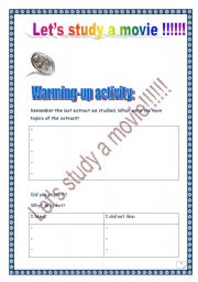 Lets study a movie extract (new movie worksheet, for any movie) (4 pages)