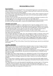 English Worksheet: Biographies