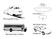 English Worksheet: transport - vehicles to colour