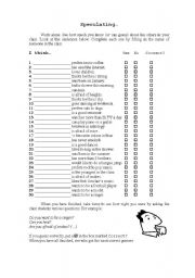 English Worksheet: Speculating Ws - How well do you know your class? 