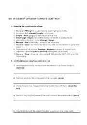 English Worksheet: clauses of contrast , concession