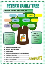 English Worksheet: PETERS FAMILY TREE