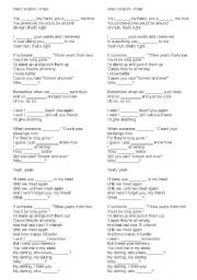 English Worksheet: Song By Pink Who Knew