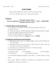 English worksheet: Presentation - ACID RAIN