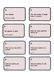 English Worksheet: Alphabet game -Letter P