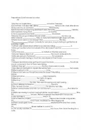 English Worksheet: Prepositions Quiz 1-Time and Location