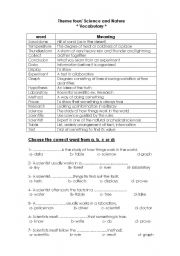 English worksheet: Scintific vocabs 