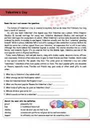 English Worksheet: Valentines Day