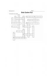 English Worksheet: Solar System Cross word