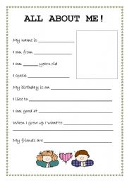 All About Me Student Profile Esl Worksheet By Jennifer Lin