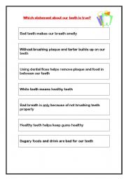 English Worksheet: Myths and Facts of teeth hygiene