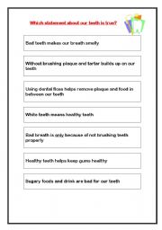 English worksheet: Myths and Facts of teeth hygiene