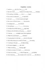 English Worksheet: prepositions