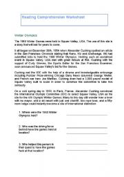 English worksheet: Winter Olympics