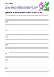 English worksheet: Alien tour guide