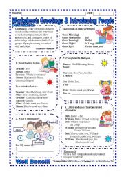 English Worksheet: Greetings and Introducing people 