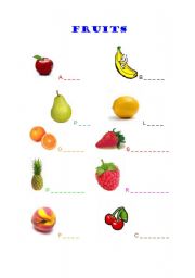 English Worksheet: FOOD- FRUITS