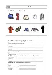 English Worksheet: shopping