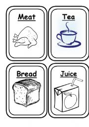 English Worksheet: Food Flashcards Black and White 20 Flashcards 