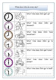 English Worksheet: daily routines