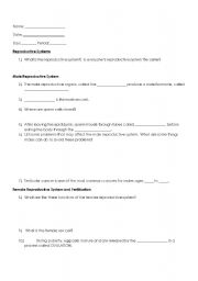 English worksheet: Reproduction