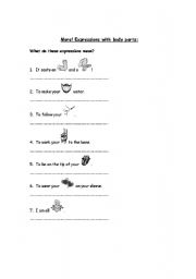 English Worksheet: Expressions with body parts