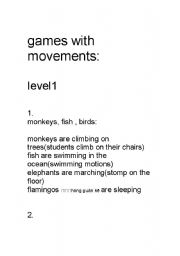 English Worksheet: games with movements