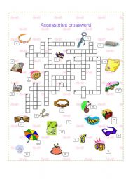 English Worksheet: Accessories crossword