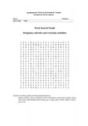 English Worksheet: Word Search Puzzle Frequency Adverbs
