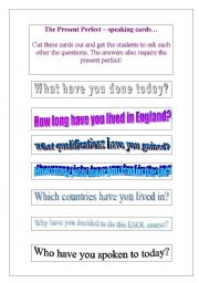 English Worksheet: The present perfect speaking practice 