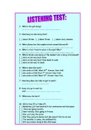 English Worksheet: Listening Test