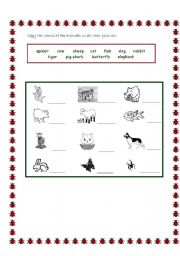 English worksheet: animals