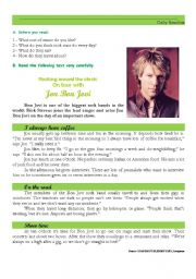English Worksheet: Jon Bon Jovi - daily routine
