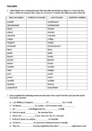 English Worksheet: False friends (faux amis)