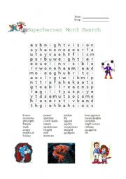 English Worksheet: Superheroes Word Search