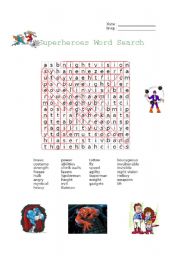 English worksheet: Superheroes Word Search correction key