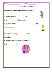 English worksheet: seasons