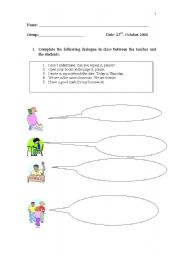 English Worksheet: Classroom Routines
