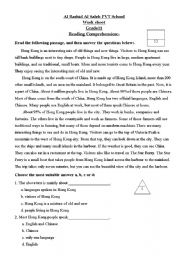 English Worksheet: Reading comprehension