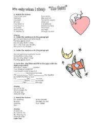 English Worksheet: ONLY WHEN I SLEEP SONG BY THE CORRS
