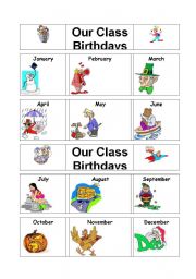 English Worksheet: Class Birthdays